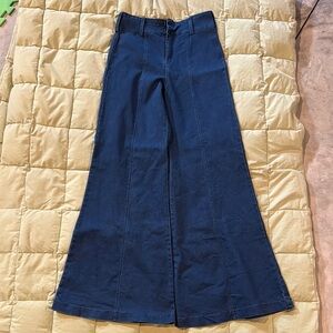 Altar'd State Blue Flare Wide-Leg Jeans With Belt